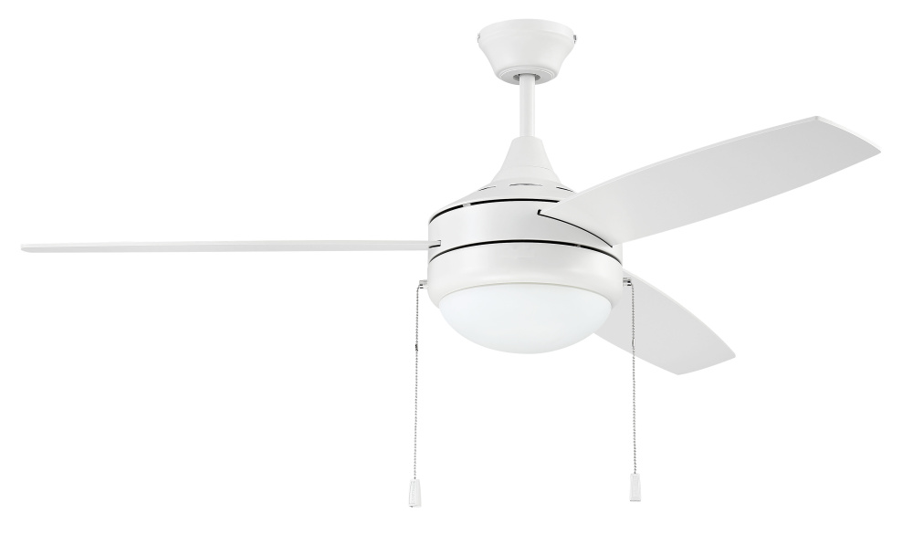 Phaze Energy Star 3 52&#34; 3-Blade Ceiling Fan in White w/ White Blades; Integrated Light Kit