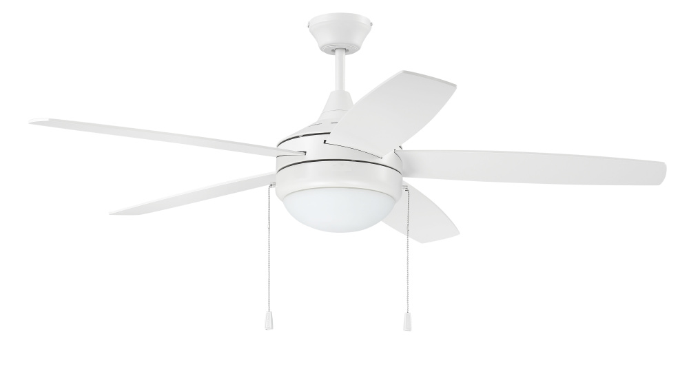 Phaze Energy Star 5 52&#34; 5-Blade Ceiling Fan in White w/ White Blades; Integrated Light Kit