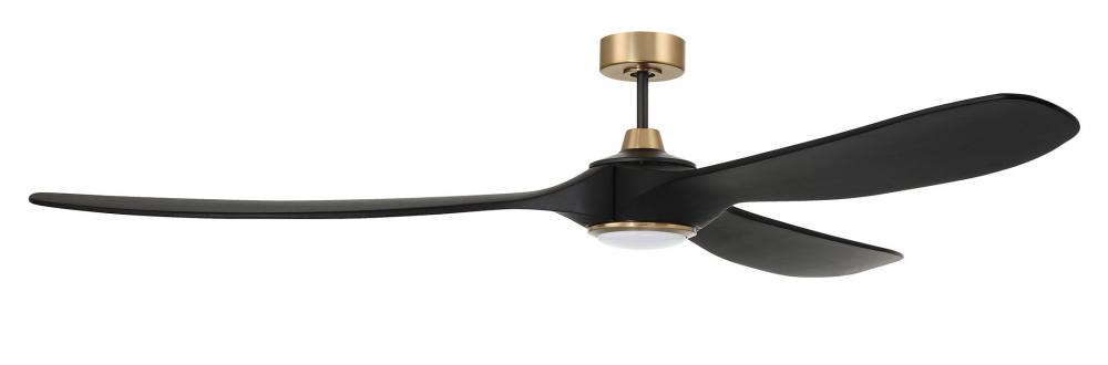 Envy 72&#34; 3-Blade Ceiling Fan in Flat Black/Satin Brass w/ Flat Black Blades
