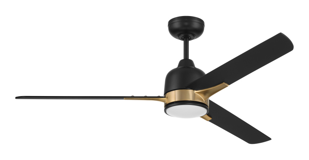 Fuller 52&#34; 3-Blade Ceiling Fan in Flat Black/Satin Brass w/ Flat Black Blades