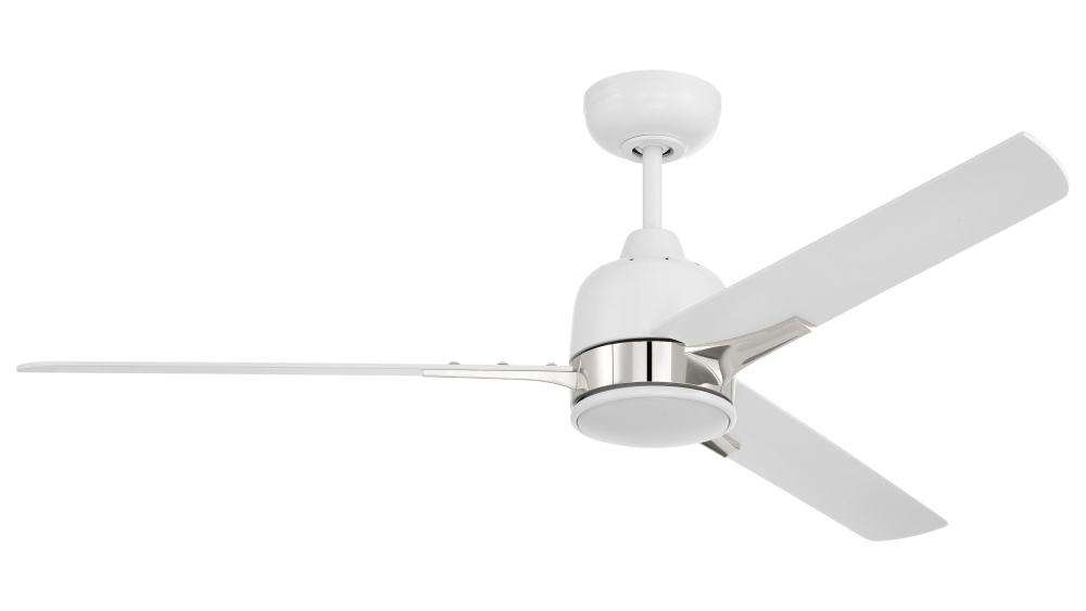 Fuller 52&#34; 3-Blade Ceiling Fan in White/Polished Nickel w/ White Blades