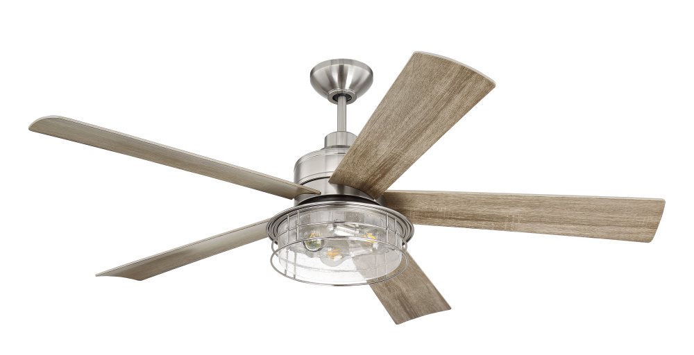 Garrick 56&#34; 5-Blade Ceiling Fan in Brushed Polished Nickel w/ Driftwood Blades
