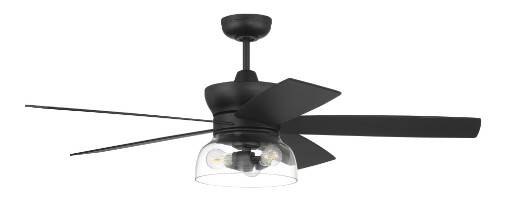 Gibson 52&#34; 5-Blade Ceiling Fan in Flat Black w/ Flat Black/Greywood Blades; Integrated Light Kit
