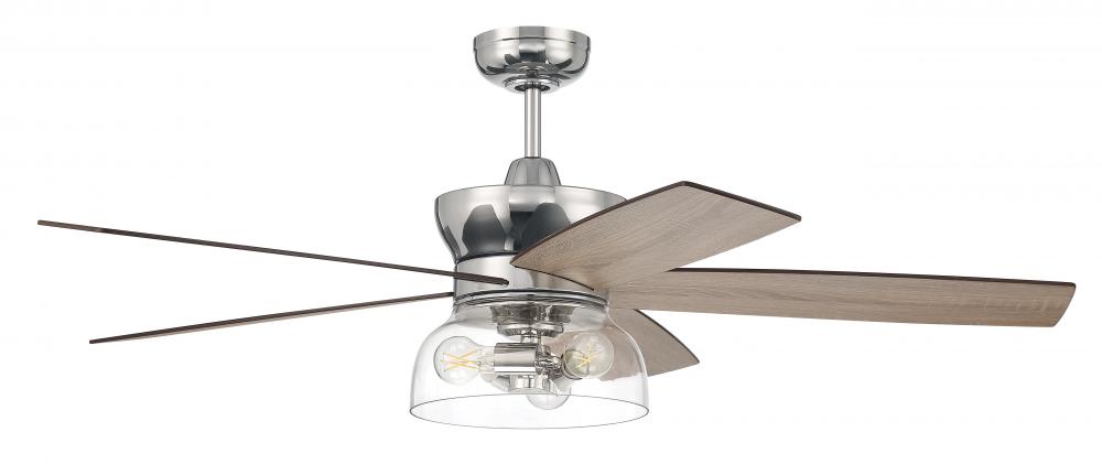 Gibson 52&#34; 5-Blade Ceiling Fan in Polished Nickel w/ Driftwood/Greywood Blades