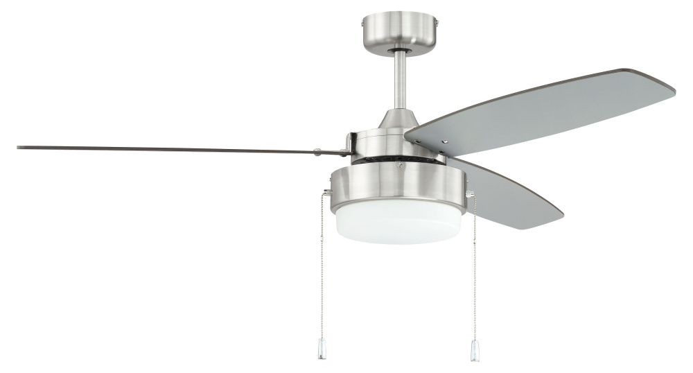 Intrepid 52&#34; 3-Blade Ceiling Fan in Brushed Polished Nickel w/ Brushed Nickel/Walnut Blades
