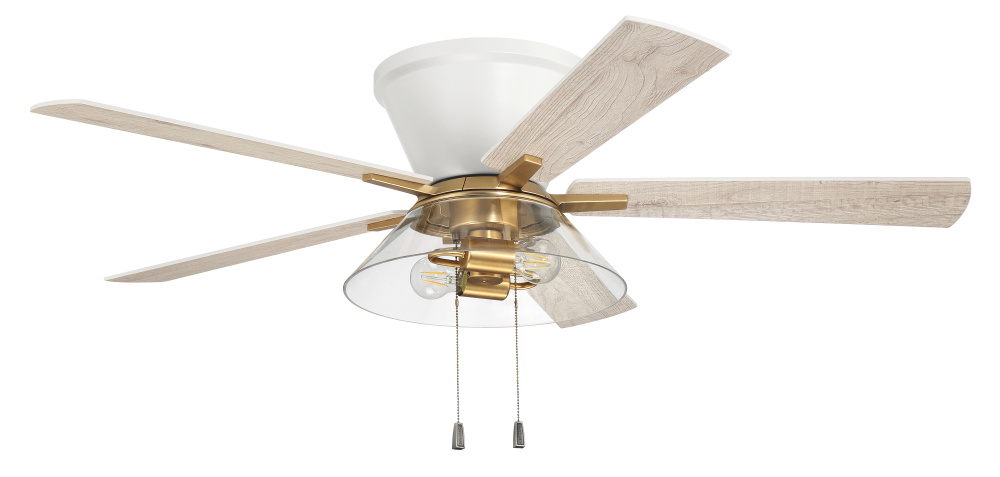 Insight 52&#34; 5-Blade Ceiling Fan White/SB Finish, White/Washed Oak Blades