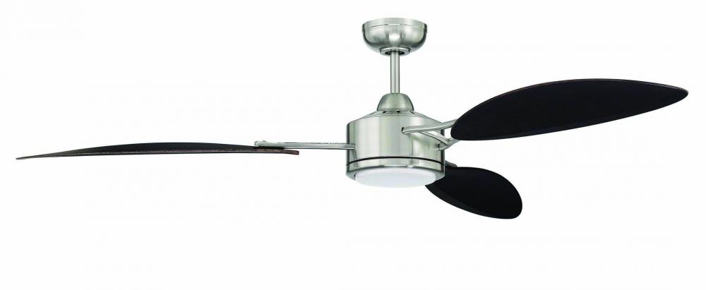 Journey 64&#34; 3-Blade Ceiling Fan in Brushed Polished Nickel w/ Black Walnut Blades