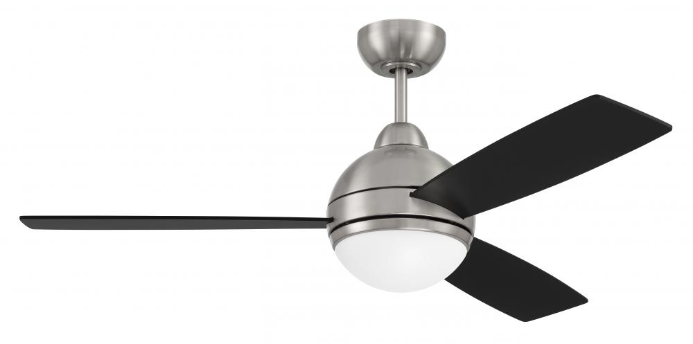 Keen 48&#34; 3-Blade Ceiling Fan in Brushed Polished Nickel w/ Flat Black/Greywood Blades