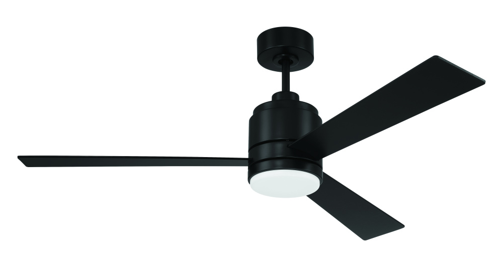 McCoy 52&#34; 3-Blade Ceiling Fan in Flat Black w/ Flat Black Blades; Light Kit Included (optional)