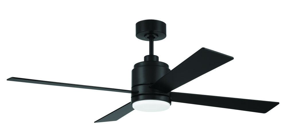 McCoy 52&#34; 4-Blade Ceiling Fan in Flat Black w/ Flat Black Blades; Light Kit Included (optional)