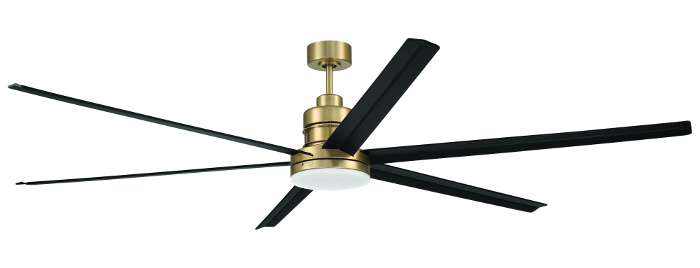 Mondo 80&#34; 6-Blade Ceiling Fan in Satin Brass w/ Flat Black Blades; Light Kit Included (optional)