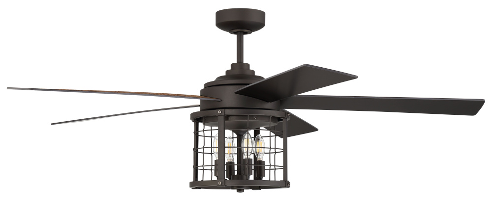 Nicolas 56&#34; 5-Blade Ceiling Fan in Espresso w/ Espresso/Mesquite Blades; Integrated Light Kit