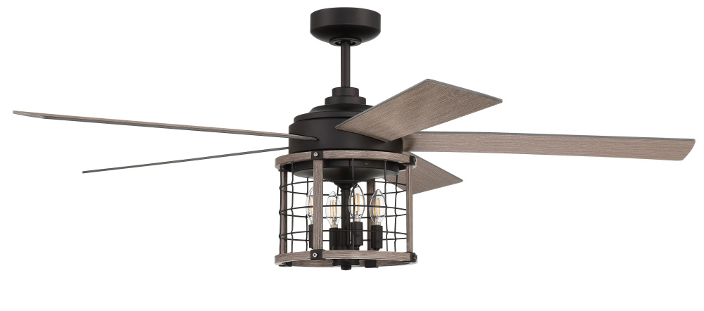 Nicolas 56&#34; 5-Blade Ceiling Fan in Flat Black/Light Wenge w/ Light Wenge Blades
