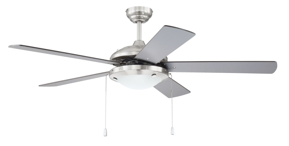 Nikia 52&#34; 5-Blade Ceiling Fan in Brushed Polished Nickel w/ Brushed Nickel/Walnut Blades