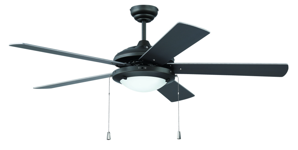 Nikia 52&#34; 5-Blade Ceiling Fan in Espresso w/ Espresso/Walnut Blades; Integrated Light Kit