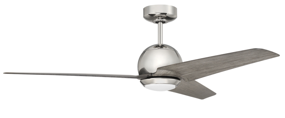 Nate 52&#34; 3-Blade Ceiling Fan in Polished Nickel Finish, Greywood Blades, WiFi Control