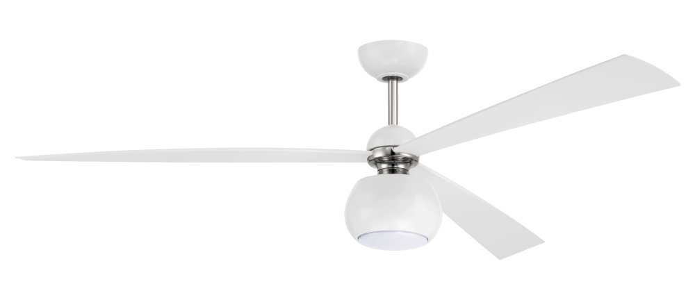 Otto 60&#34; 3-Blade Ceiling Fan in White/Polished Nickel w/ White Blades