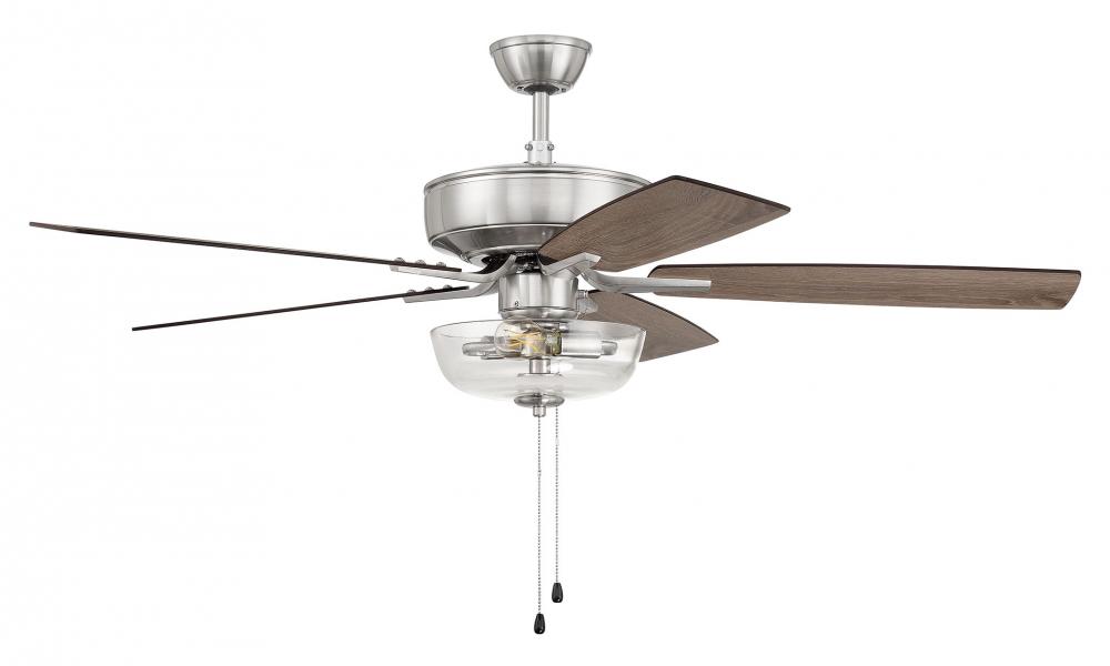 Pro Plus 101 52&#34; 5-Blade Ceiling Fan in Brushed Polished Nickel w/ Driftwood/Grey Walnut Blades