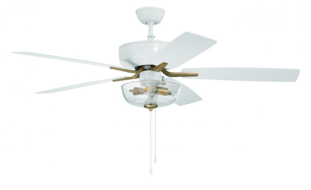 Pro Plus 101 52&#34; 5-Blade Ceiling Fan in White/Satin Brass w/ White/Washed Oak Blades