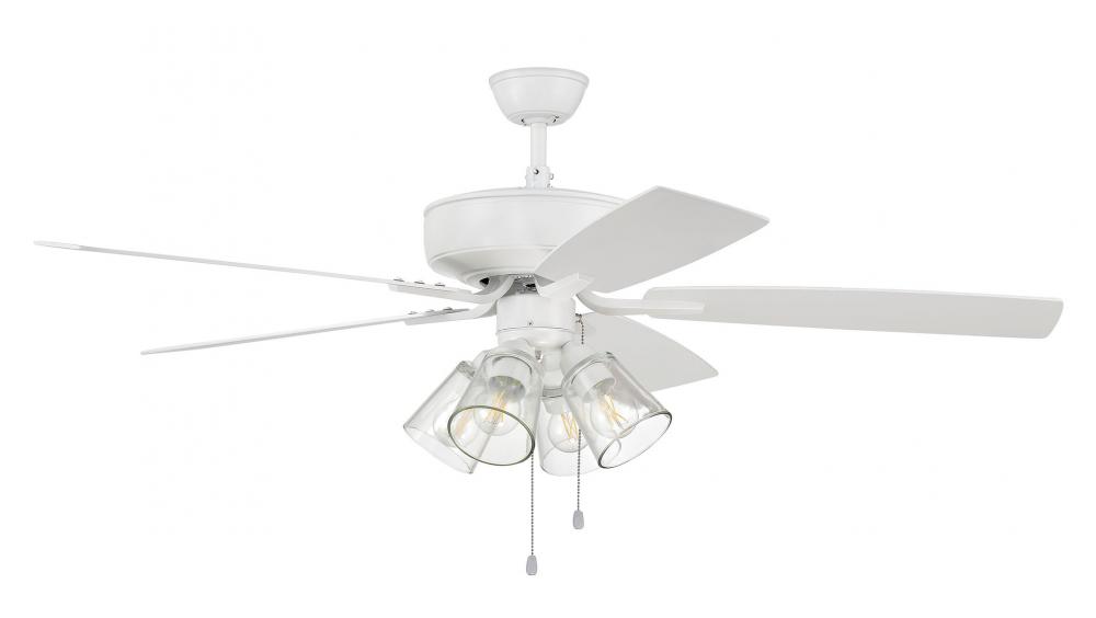 Pro Plus 104 52&#34; 5-Blade Ceiling Fan in White w/ White/Washed Oak Blades; Integrated Light Kit