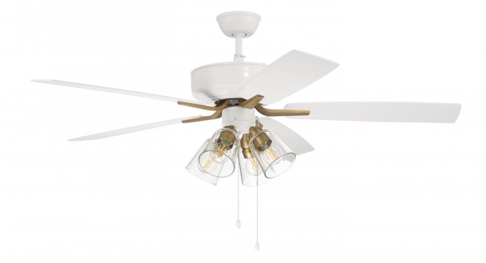 Pro Plus 104 52&#34; 5-Blade Ceiling Fan in White/Satin Brass w/ White/Washed Oak Blades