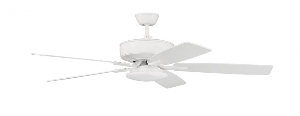 Pro Plus 112 52&#34; 5-Blade Ceiling Fan in White w/ White/Washed Oak Blades; Integrated Light Kit