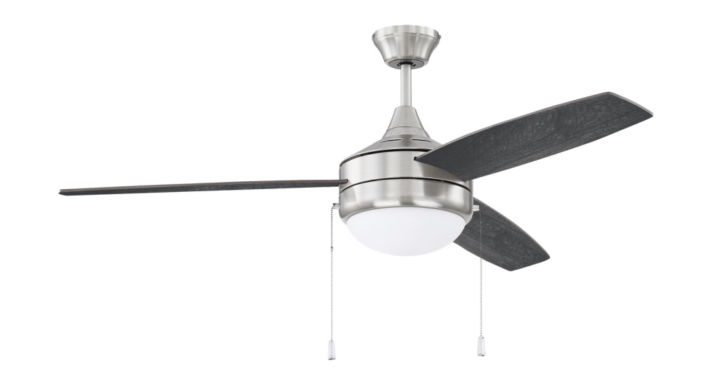 Phaze 3 52&#34; 3-Blade Ceiling Fan in Brushed Polished Nickel w/ Brushed Nickel/Greywood Textured
