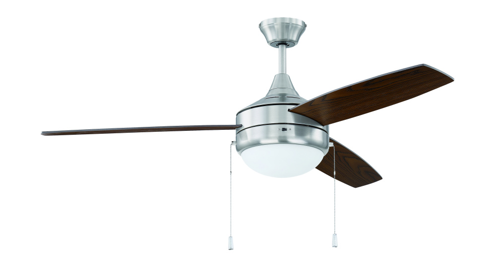 Phaze 3 52&#34; 3-Blade Ceiling Fan in Brushed Polished Nickel w/ Walnut/Dark Oak Blades