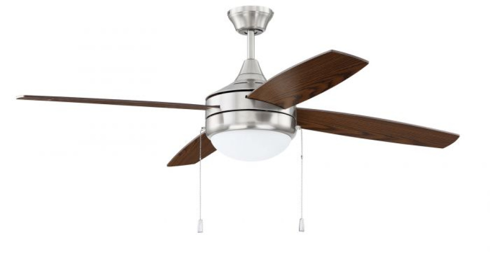 Phaze 4 52&#34; 4-Blade Ceiling Fan in Brushed Polished Nickel w/ Walnut/Dark Oak Blades