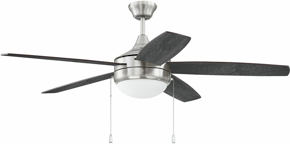 Phaze 5 52&#34; 5-Blade Ceiling Fan in Brushed Polished Nickel w/ Brushed Nickel/Greywood Blades
