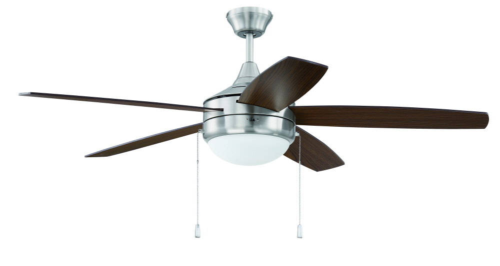 Phaze 5 52&#34; 5-Blade Ceiling Fan in Brushed Polished Nickel w/ Walnut/Dark Oak Blades