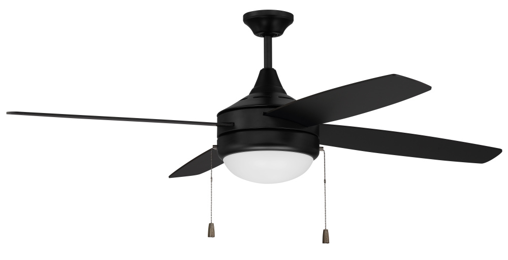 Phaze 4 52&#34; 4-Blade Ceiling Fan in Flat Black w/ Flat Black/Greywood Blades; Integrated Light Ki