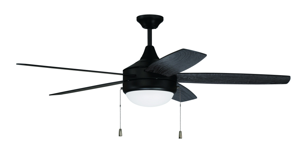 Phaze 5 52&#34; 5-Blade Ceiling Fan in Flat Black w/ Flat Black/Greywood Blades; Integrated Light Ki
