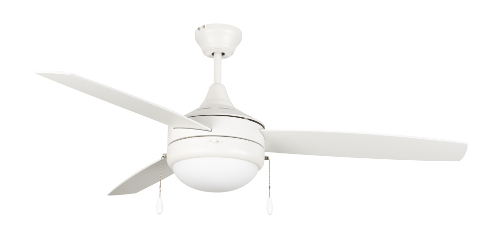 Phaze 3 52&#34; 3-Blade Ceiling Fan in White w/ White Blades; Integrated Light Kit