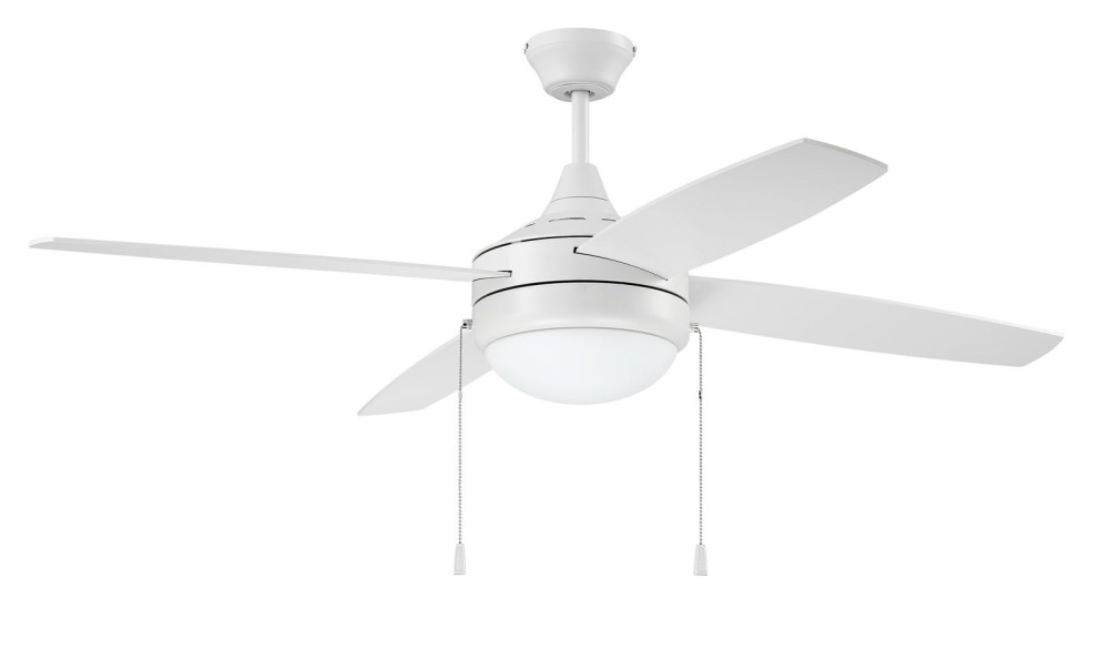 Phaze 4 52&#34; 4-Blade Ceiling Fan in White w/ White Blades; Integrated Light Kit