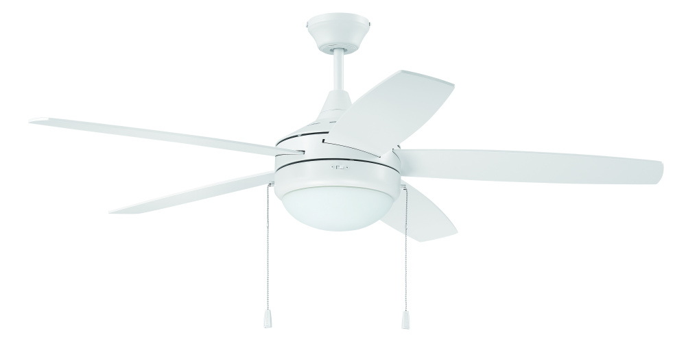 Phaze 5 52&#34; 5-Blade Ceiling Fan in White w/ White Blades; Integrated Light Kit