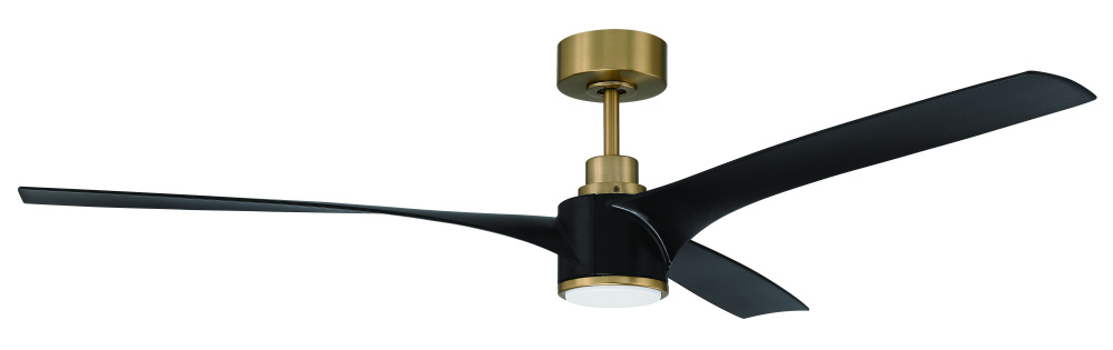 Phoebe 60&#34; 3-Blade Ceiling Fan in Flat Black/Satin Brass w/ Flat Black Blades