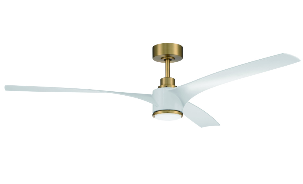 Phoebe 60&#34; 3-Blade Ceiling Fan in Satin Brass w/ White Blades; Light Kit Included (optional)