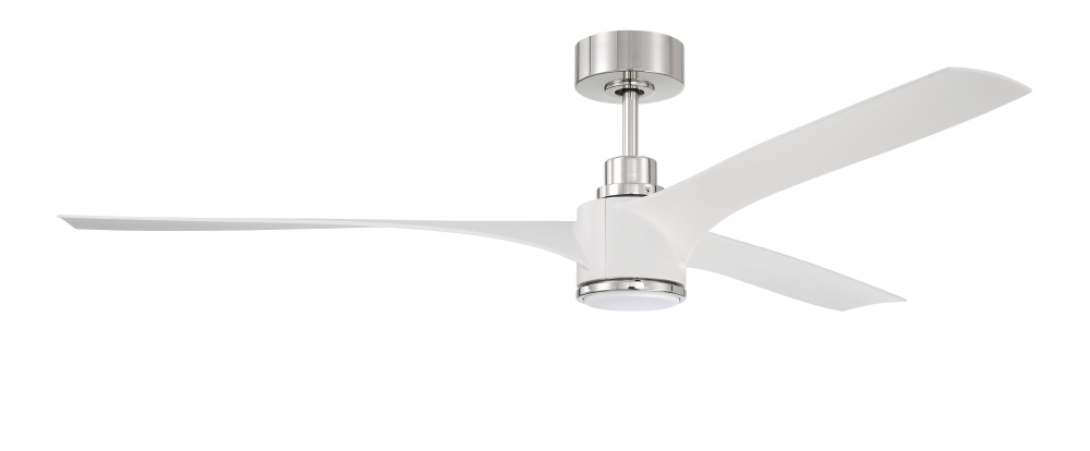 Phoebe 60&#34; 3-Blade Ceiling Fan in White/Polished Nickel w/ White Blades