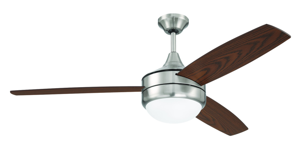 Phaze II 52&#34; 3-Blade Ceiling Fan in Brushed Polished Nickel w/ Walnut/Dark Oak Blades