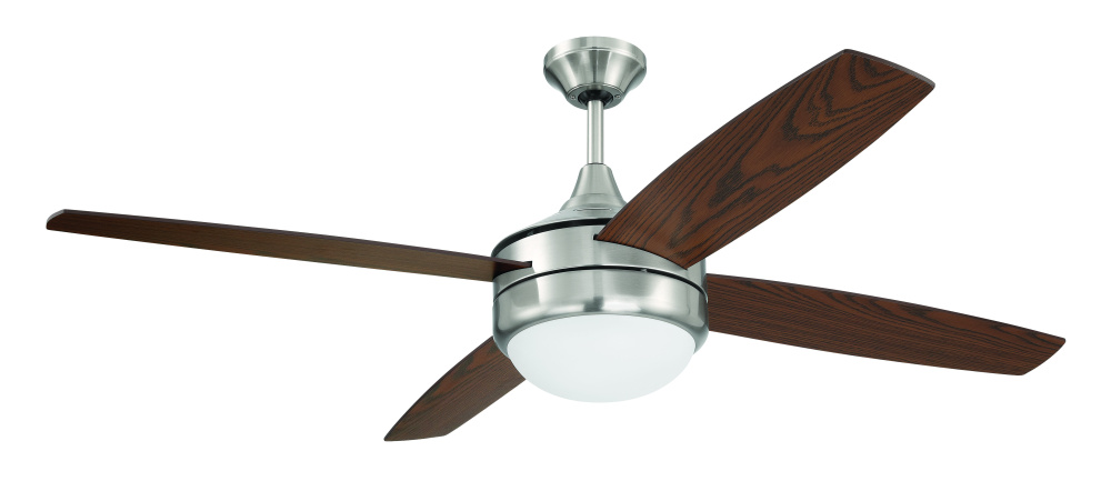 Phaze II 52&#34; 4-Blade Ceiling Fan in Brushed Polished Nickel w/ Walnut/Dark Oak Blades