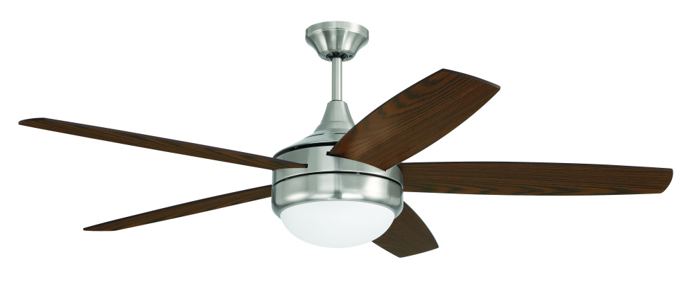 Phaze II 52&#34; 5-Blade Ceiling Fan in Brushed Polished Nickel w/ Walnut/Dark Oak Blades