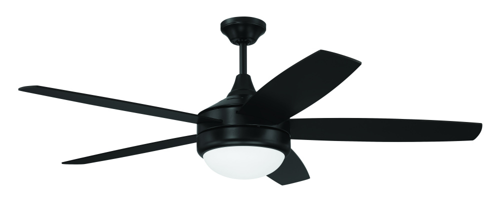 Phaze II 52&#34; 5-Blade Ceiling Fan in Flat Black w/ Flat Black/Greywood Blades; Integrated Light K