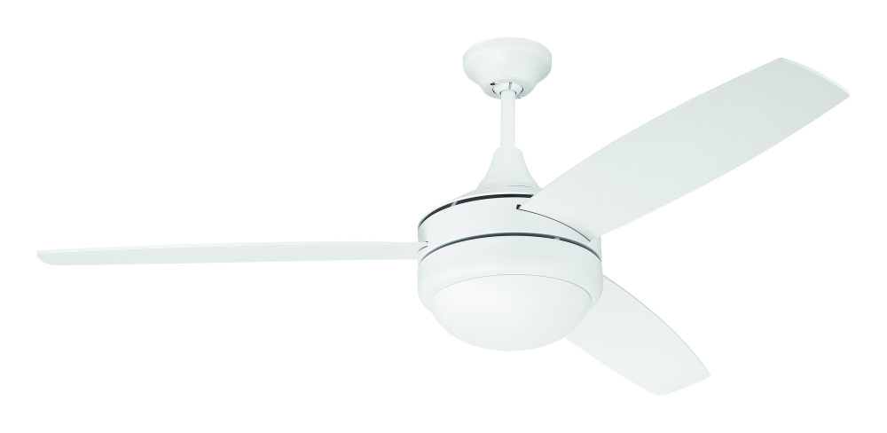 Phaze II 52&#34; 3-Blade Ceiling Fan in White w/ White Blades; Integrated Light Kit