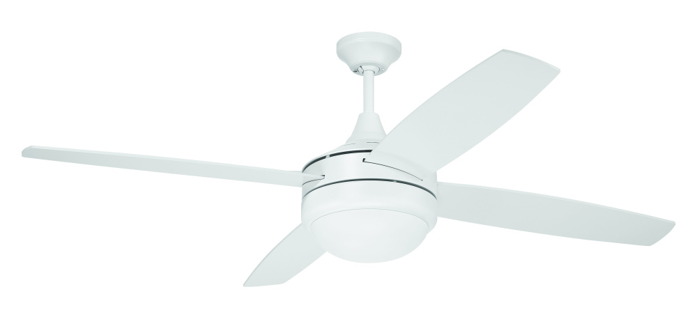 Phaze II 52&#34; 4-Blade Ceiling Fan in White w/ White Blades; Integrated Light Kit