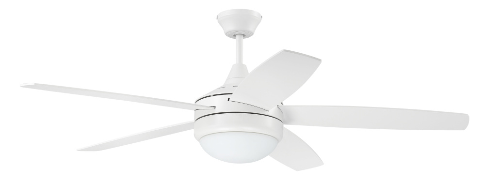 Phaze II 52&#34; 5-Blade Ceiling Fan in White w/ White Blades; Integrated Light Kit