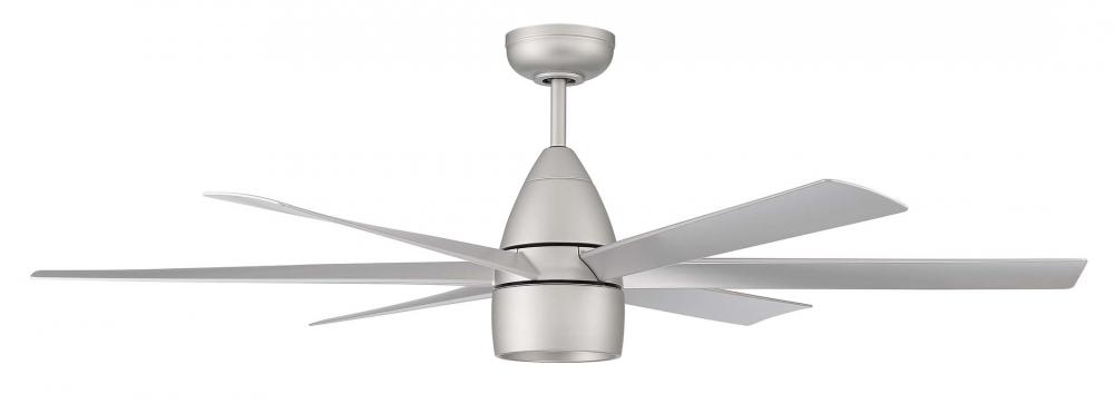 Quirk 54&#34; 6-Blade Indoor/Outdoor (Damp) Ceiling Fan in Titanium w/ Titanium Blades