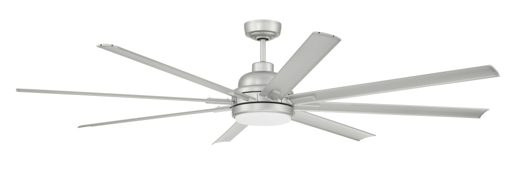 Rush 72&#34; 8-Blade Indoor/Outdoor (Wet) Ceiling Fan in Painted Nickel w/ Painted Nickel Blades