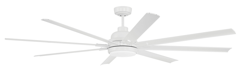 Rush 72&#34; 8-Blade Indoor/Outdoor (Wet) Ceiling Fan in White w/ White Blades