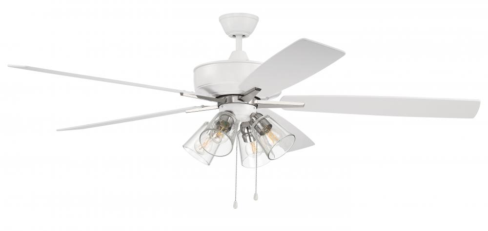 Super Pro 104 60&#34; 5-Blade Ceiling Fan in White/Polished Nickel w/ White/Washed Oak Blades